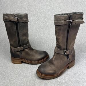 LIEBESKIND Berlin Womens Biker Leather Boots 36 Eur / 5.5 US Brown Distressed